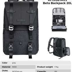 Ba lô máy ảnh K&F KF13.087 V6, máy ảnh máy tính